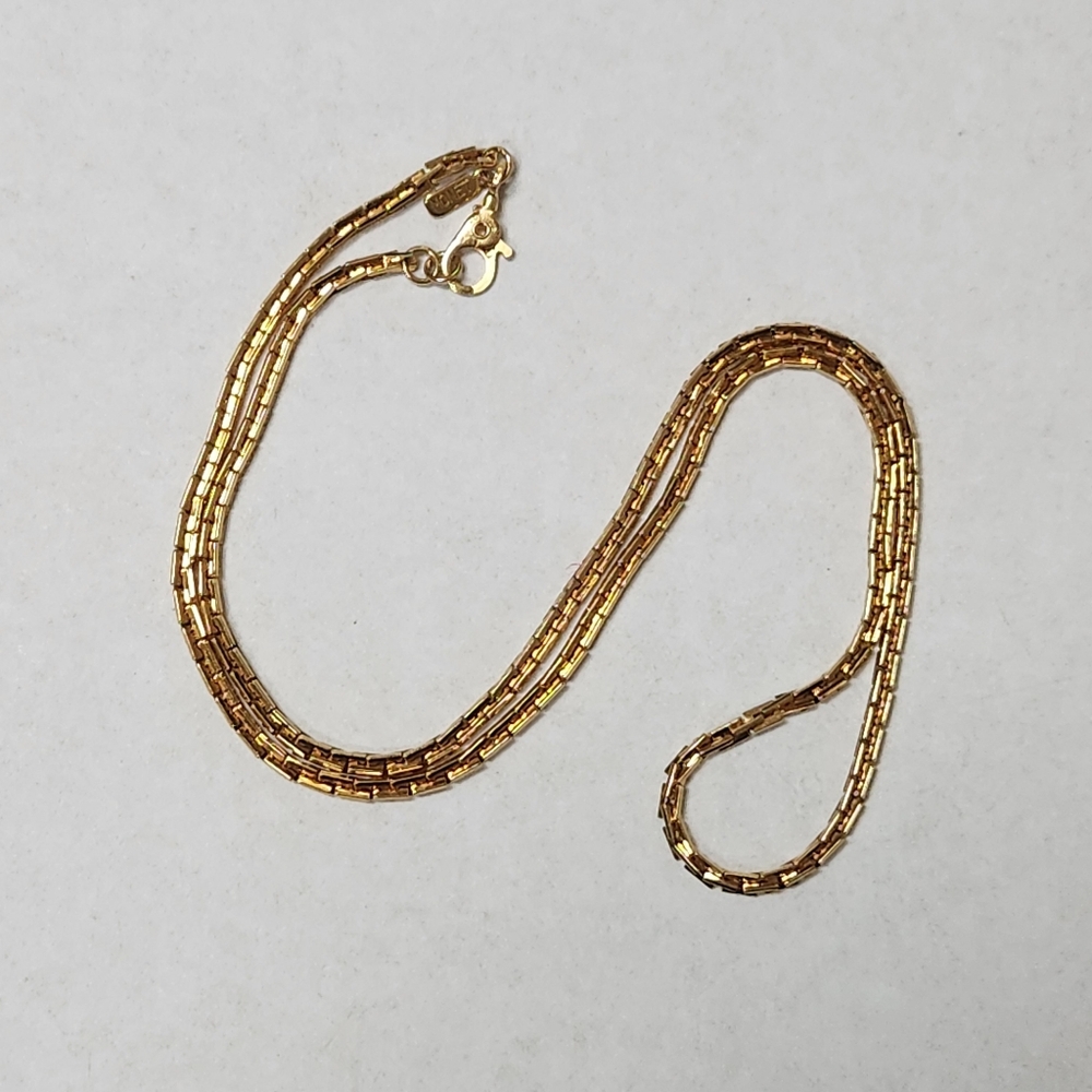 Vintage Pre 1955 Monet Gold Square Link Necklace Chain 17"